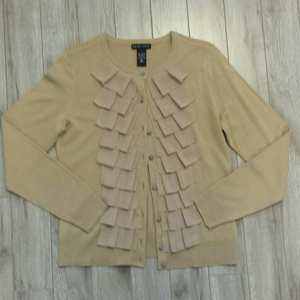 New York & Company front ruffle cardigan sweater